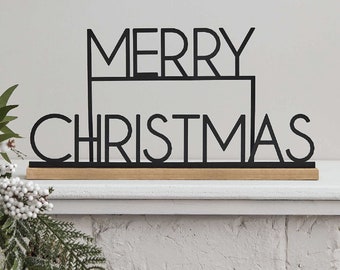 Metal Merry Christmas Sign, Merry Christmas, Metal Stand Sign