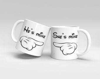 She's mine & He's mine mug set, Couple Mug Set, Engagement Mug Set, His and Hers Mug Set