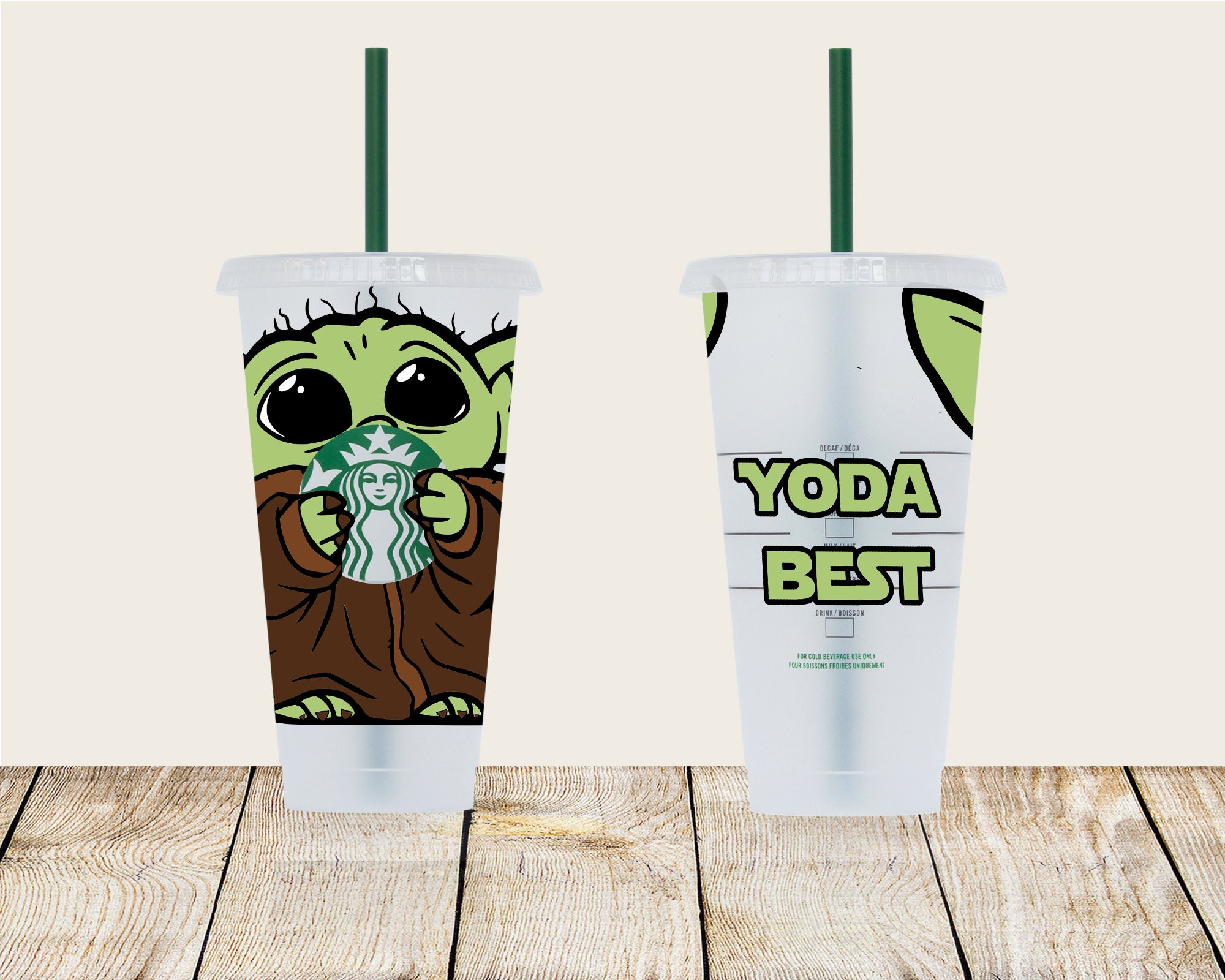 Starbucks Custom Cold Cups - Autism Awareness w/Baby Yoda
