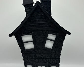 Podgrzewacz z nadrukiem 3D w kształcie nawiedzonego domu ze świecą LED: gotycka dekoracja na Halloween