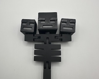 Articulated Blocky Boss Trio Figure | 3D Printed Collectible with Movable Heads