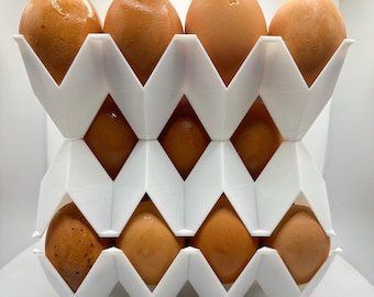 Modern Stackable Egg Holder Set – 3-Tier 3D Printed Rack Holds 30 Eggs