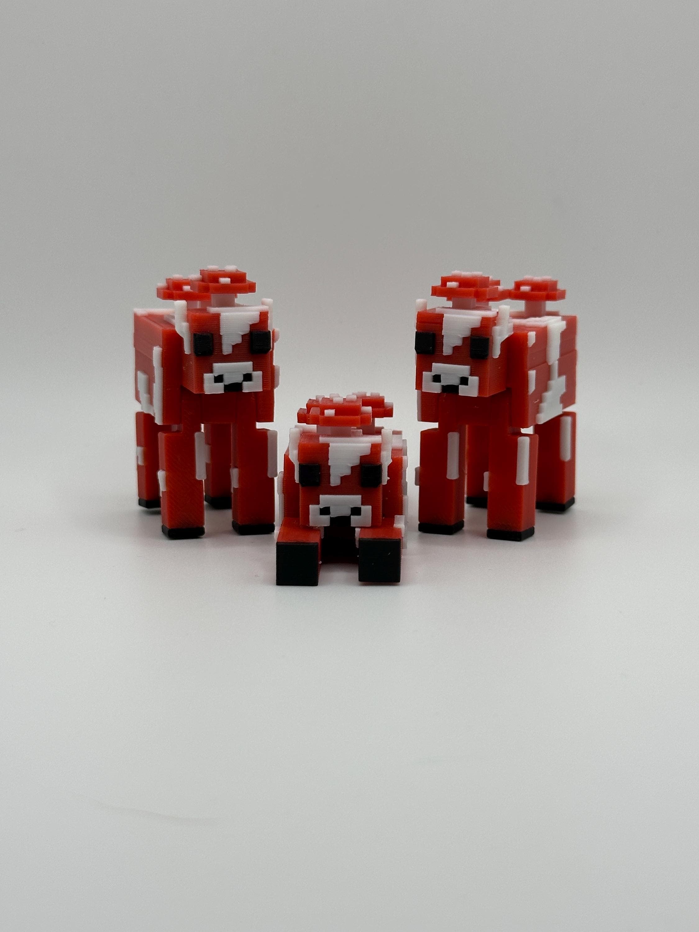 Minecraft-Inspired Mushroom Cow | 3D Printed Mooshroom Style Figure | Articulated Pixelated Cow | Gamer Gift
