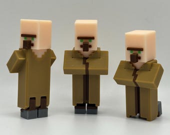Figura de aldeano pixelada impresa en 3D: decoración de escritorio