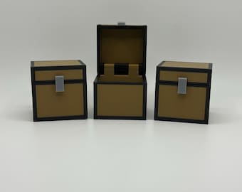 Cofre / Caja de almacenamiento impresa en 3D / Cofre del tesoro estilo pixelado / Regalo para gamers