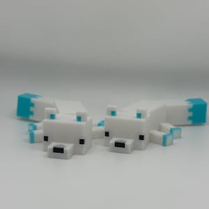 3D Printed Articulated Snow Fox: Minecraft-Inspired Pixel Toy