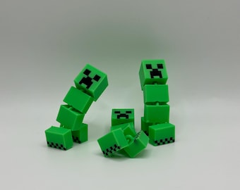 Articulated Creeper Figurine – Minecraft-Inspired Poseable Toy for Gamer Desk Decor & Collectible Gift