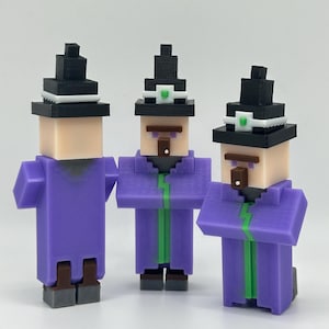 3D Printed Pixel Witch Figure: Minecraft-Inspired Gamer Decor