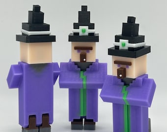 Figura de bruja pixelada impresa en 3D: decoración para gamers