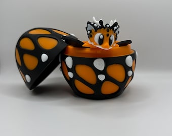 Monarch Butterfly Flexi Dragon with Egg: 3D Printed Fidget Toy