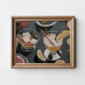 レトロなカクテルプリント、バーカートの装飾、アルコールグラスのプリント、モダンなカクテルの絵画、友人へのギフトのアイデア、ティールキッチンのホームデコレーションのダウンロード