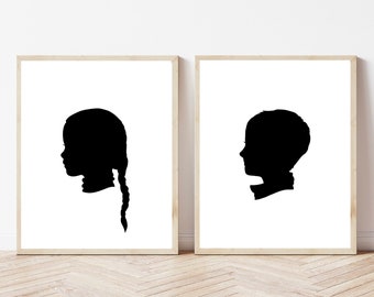 DIGITAL Custom Silhouette Profile Portrait, Children Silhouette, Custom Silhouette of Child, Profile Silhouette from Photo, Children Outline