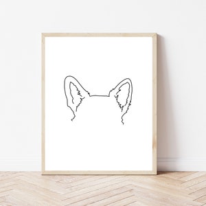 DIGITAL Custom Pet Ear Art, Dog Ear Outline, Cat Ear Outline, Pet Ear Outline Drawing from Photo, Custom Pet Tattoo, No Face Pet Drawing