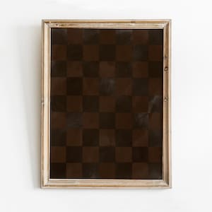 Karierte Wandkunst, moderne karierte Art Print, dunkel launisch braun Kunstdruck, trendige karierte Kunst, Aquarell Checker Print Sofortiger Download