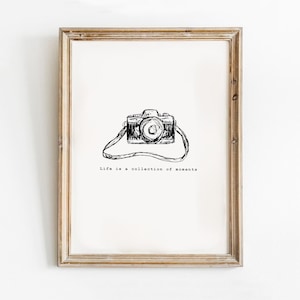 Vintage Camera Print, Camera Wall Art, Camera Sketch Art, Camera Printable, Photography Quote Print, Photographer Gift Instant Download