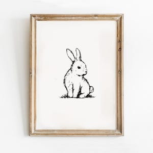 Hase Skizze Print, Linie Kunst Hase, bedruckbare Hase, Hase Zeichnung, Hase Kinderzimmer Wandkunst, Hase Skizze Kunst, Osterhase sofort Download