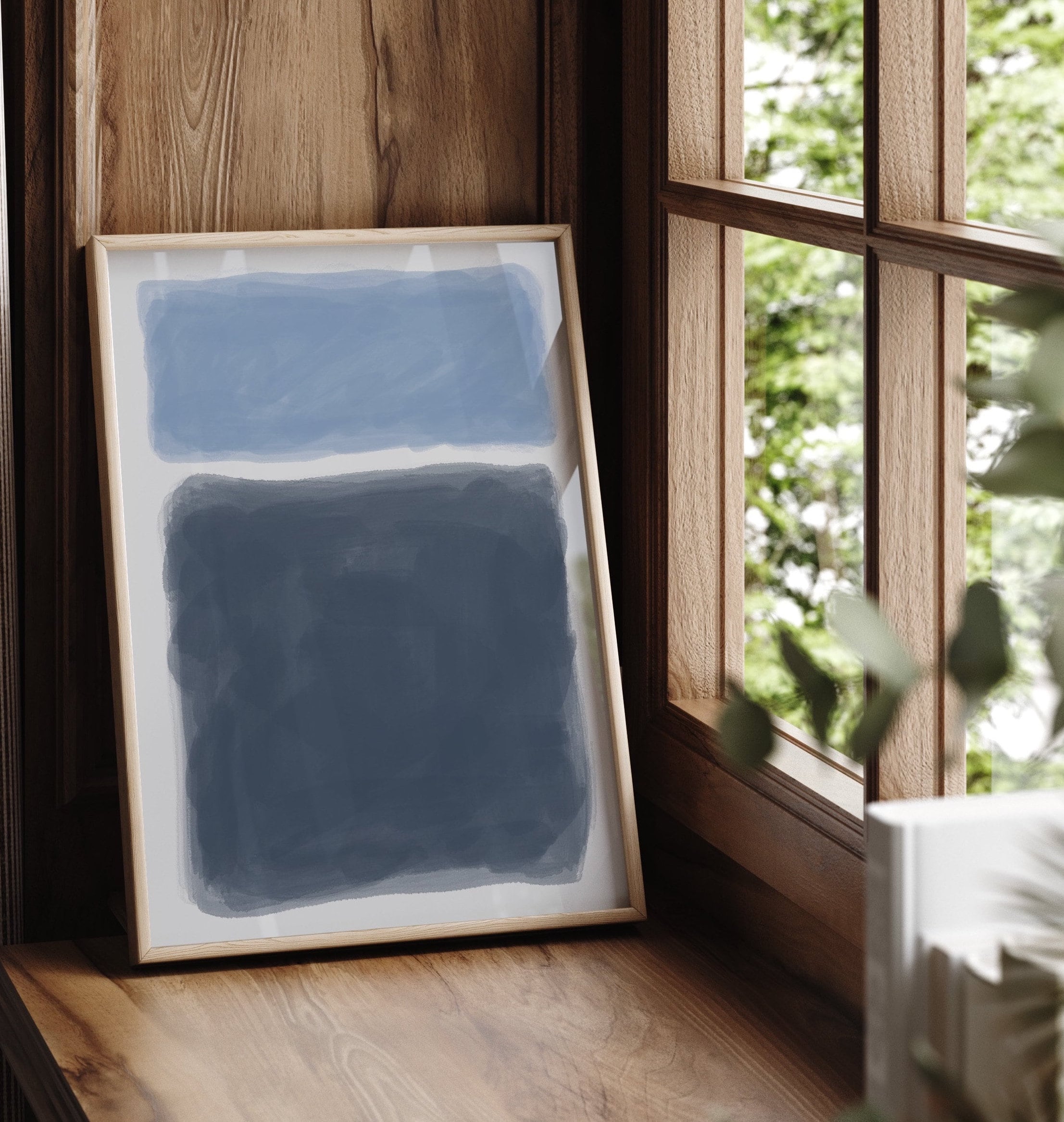 Color Block Print, Blue Abstract Watercolor Artwork, Mark Rothko Style ...