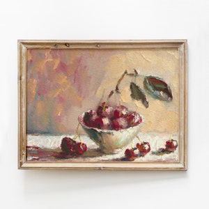Cherries Print, Cherry Wall Art, Cute Vintage Print, Trendy Wall Decor, Kitchen Printable Art, Fruit Still Life Print, Instant Download