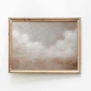 Cloud Painting Print, Abstract Neutral Sky Printable, Muted Vintage Modern Wall Art, Clouds Study Watercolor Poster, Sky Horizontal Download