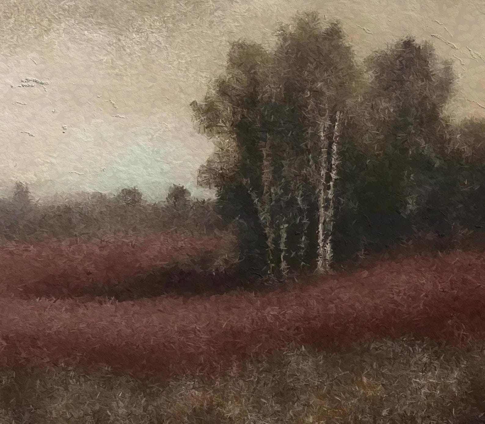Dark Moody Fall Art Print, Burgundy Vintage Landscape Wall Art, Rustic ...