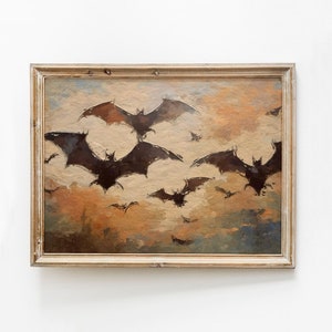 Abstract Bats Print, Moody Bat Painting, Modern Spooky Wall Art, Minimalist Bat Art Print, Abstract Halloween Print, Bats Instant Download