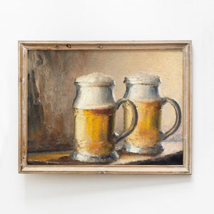 ビールアートプリント、ヴィンテージビールプリント、ムーディーなスタインの絵画、ビールギフトのアイデア、ビール愛好家への父の日ギフト、バーカートプリントの即時ダウンロード