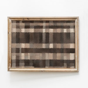Plaid Wall Art, Brown Abstract Checkered Art Print, Modern Box Art Print, Trendy Watercolor Plaid Print, Checker Print Instant Download