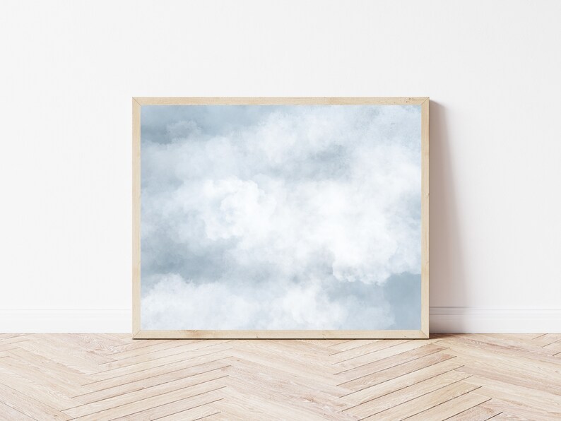 Cloud Painting Print, Abstract Blue Sky Printable, Vintage Wall Art ...