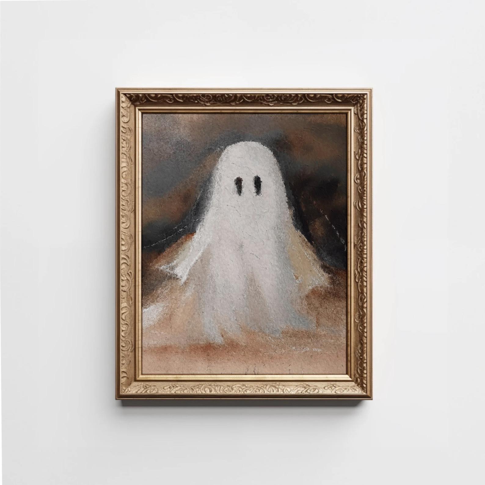Moody Ghost Painting: Minimalist Halloween Wall Art (digital Download ...