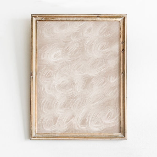 Impresión abstracta beige, arte mural abstracto con remolinos, impresión de garabatos abstractos, impresión de pintura abstracta neutra, decoración minimalista, descarga instantánea