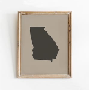 Georgia State Print, GA Silhouette Wall Art, Home State Outline Poster, Map Housewarming Gift, USA Moving Printable, Hand Drawn Neutral Sign