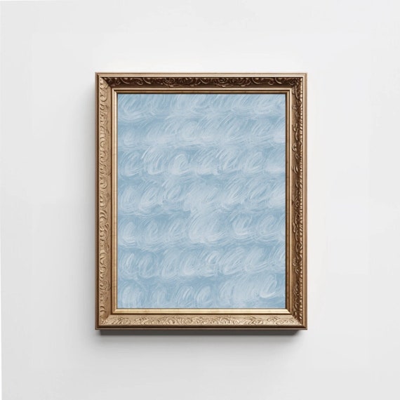 Blue Swirl Abstract Print, Waves Abstract Wall Art, Abstract Scribbles Print, Calming Light Blue Swirls Print, Coastal Instant Download