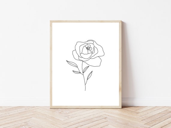 Rose continuous line drawing, tattoo, print for clothes and logo design,  decorative flower silhouette single line on a white background, isolated  vector illustration. Stock Vector | Adobe Stock