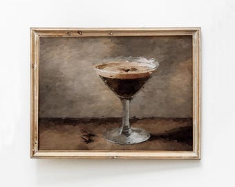 Espresso Martini Print, Moody Bar Cart Still Life (Digital Download)