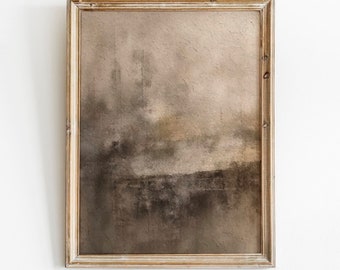 Brown Abstract Print, Moody Neutral Art, Minimalist Watercolor Painting, Modern Organic Decor, Horizontal Wall Art, Vintage Instant Download