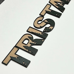 File di taglio laser Montagne e foresta / Alfabeto e numeri / Download digitale SVG / Segni della scuola materna