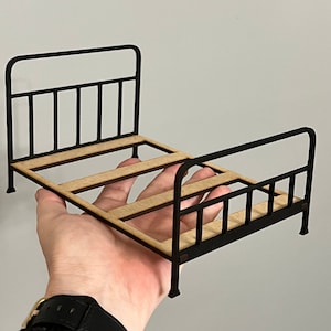 Laser Cut File 1:12 Scale Wrought Iron-like Full Bed | Farmhouse Miniature Dollhouse Bed | Glowforge, Cricut, Mira, Thunder