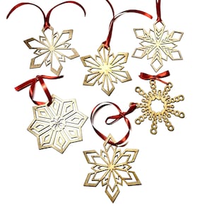 SVG File Laser Cut 6 Geometric Snowflake Ornaments | Cut File for Glowforge Mira Omtech Thunder All Lasers