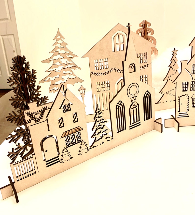 Download Christmas Village SVG Bestand Glowforge Cut-bestand | Etsy