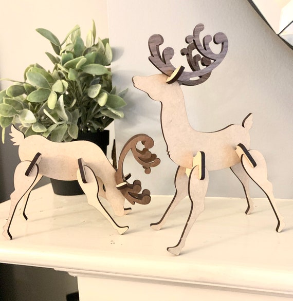 Download 3d Self Standing Reindeer Svg Glowforge File Laser Cut File Etsy
