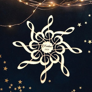 G Clef Snowflake Christmas Ornament | SVG Glowforge Laser Cut File