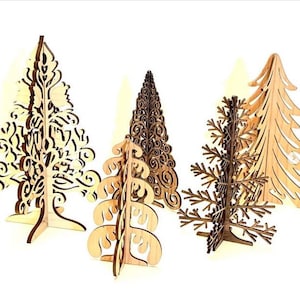 BUNDLE - 5 Christmas Tree SVGs | 7 Laser Files | Glowforge, Mira, OmTech | Holiday Fireplace Mantle Decor