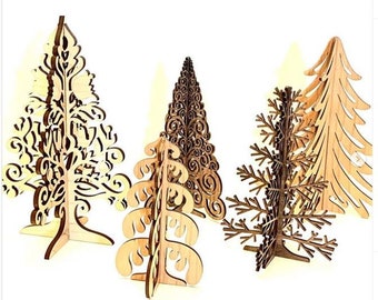 BUNDLE - 5 Christmas Tree SVGs | 7 Laser Files | Glowforge, Mira, OmTech | Holiday Fireplace Mantle Decor