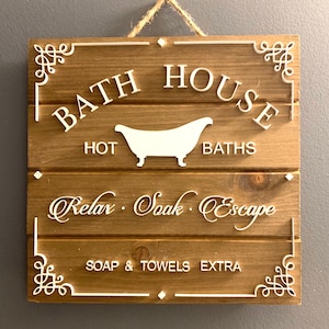 Bath House Rustic Sign SVG Laser Cut File | Glowforge | Laser Cut Files | Digital Download