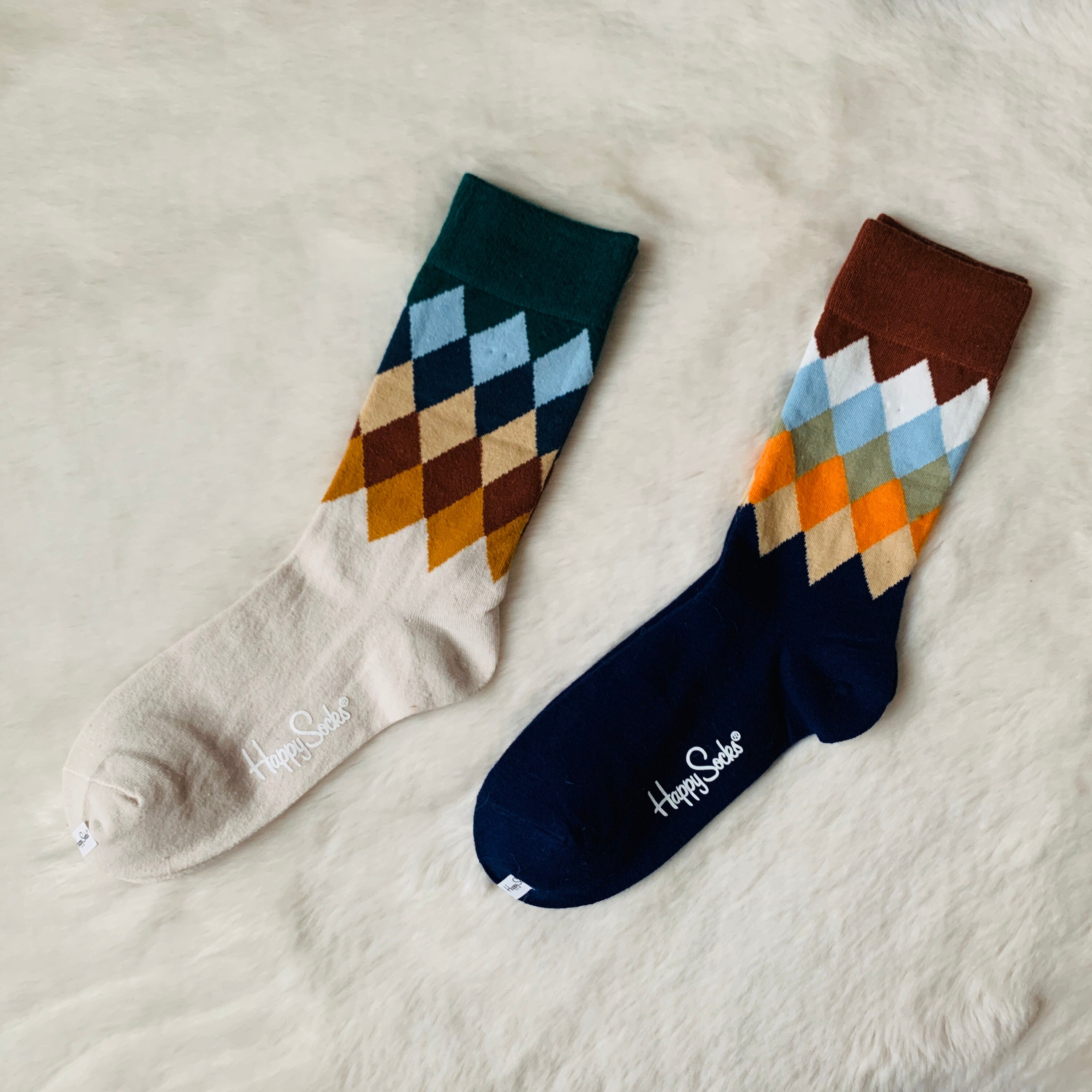 100 cotton socks warm color rhombus pattern Etsy