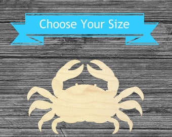Crab Unfinished Wood Cutout - Laser Cut Nautical Decor - Ocean Beach Shape - Multiple Sizes Blanks