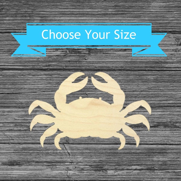 Crab Unfinished Wood Cutout - Laser Cut Nautical Decor - Ocean Beach Shape - Multiple Sizes Blanks