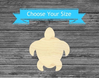 Sea Turtle Unfinished Wood Cutout - Laser Cut Nautical Decor - Ocean Beach Shape - Multiple Sizes Blanks