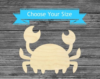 Crab Unfinished Wood Cutout - Laser Cut Nautical Decor - Ocean Beach Shape - Multiple Sizes Blanks