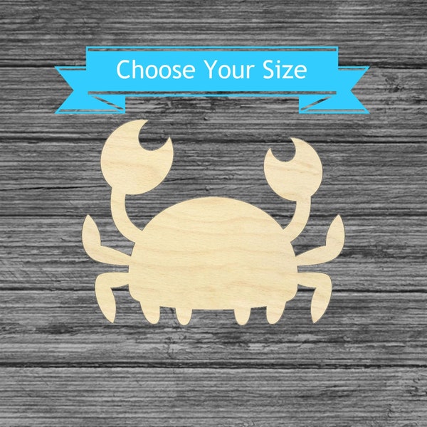 Crab Unfinished Wood Cutout - Laser Cut Nautical Decor - Ocean Beach Shape - Multiple Sizes Blanks